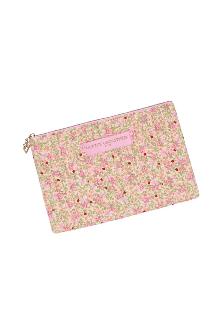 Lizzie Flower Pouch / Light Pink & Green