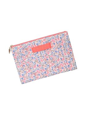 Lizzie Flower Pouch / Neon Pink & Blue