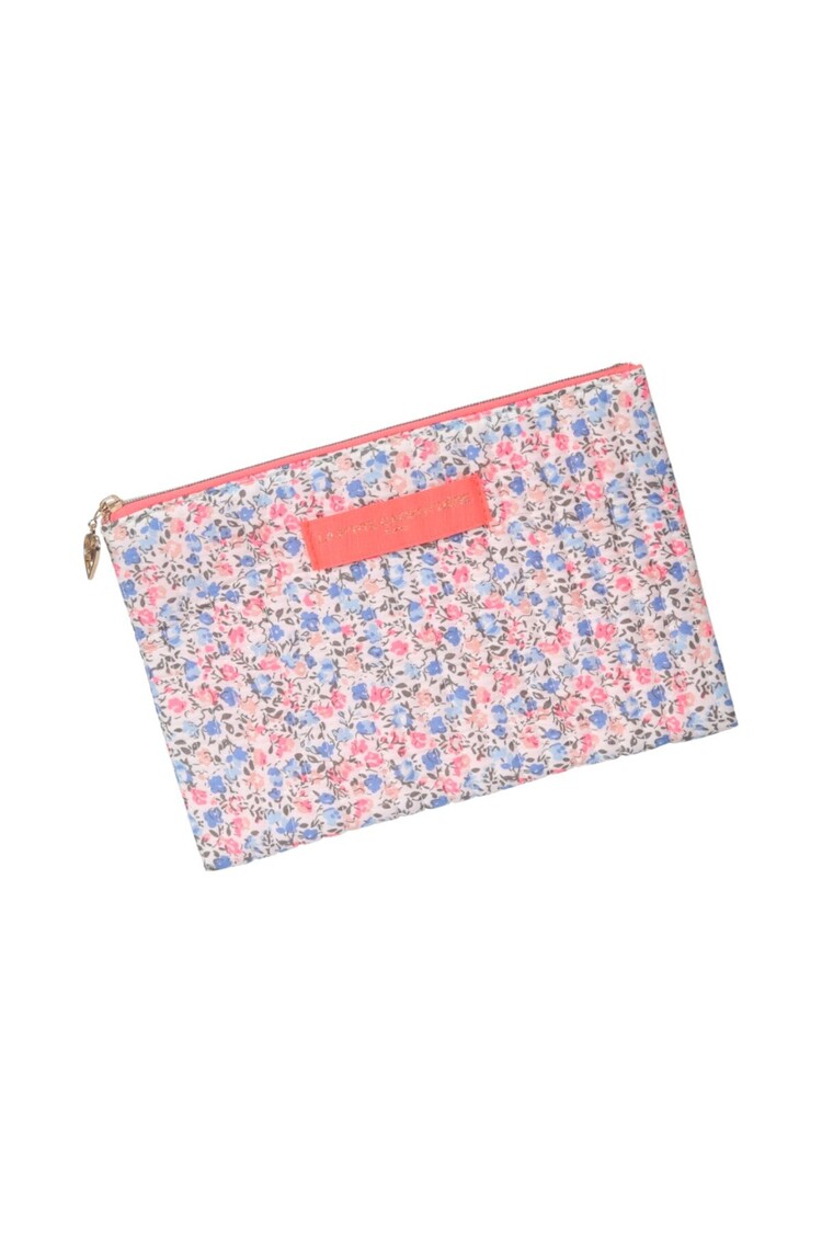 Lizzie Flower Pouch / Neon Pink & Blue