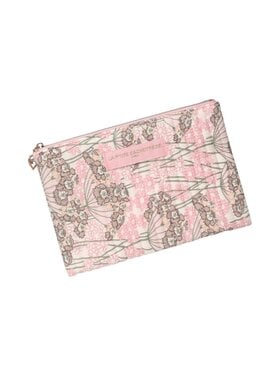 Lizzie Flower Pouch / Pink & Taupe