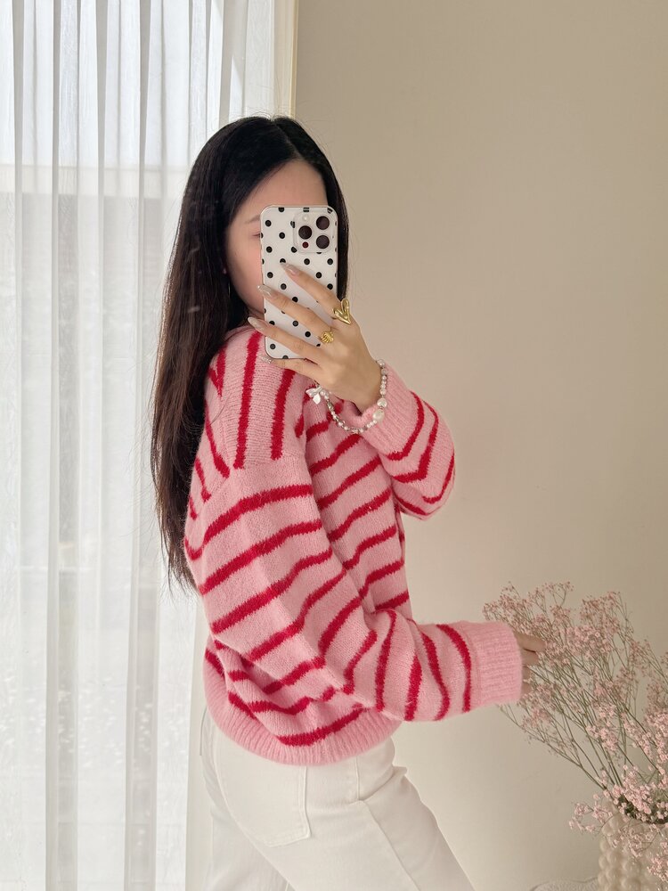 Phileine Striped Cardigan / Pink & Red