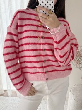 Phileine Striped Cardigan / Pink & Red