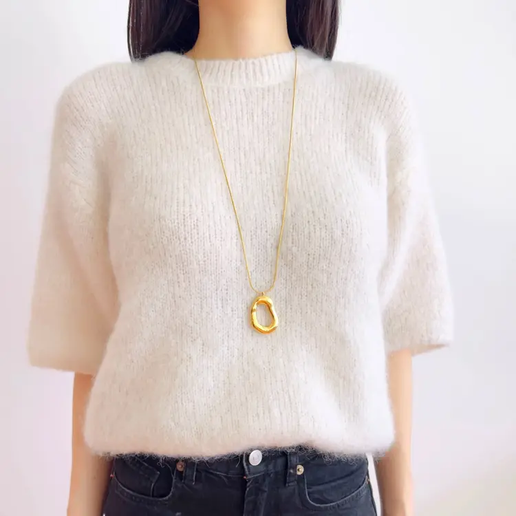 Gold Open Circle Long Necklace