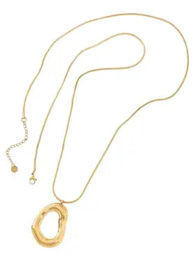 Gold Open Circle Long Necklace