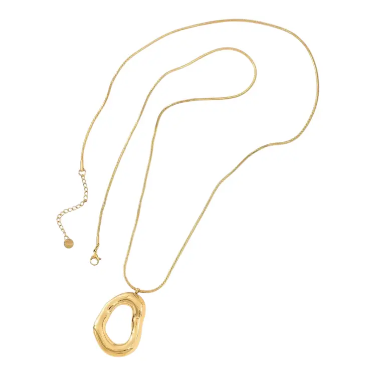 Gold Open Circle Long Necklace