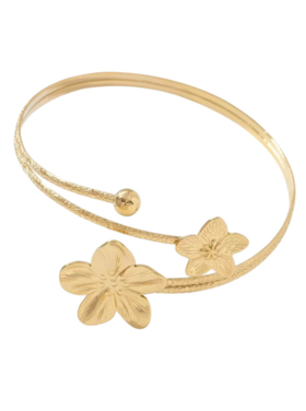 Gold Double Flower Above Bracelet
