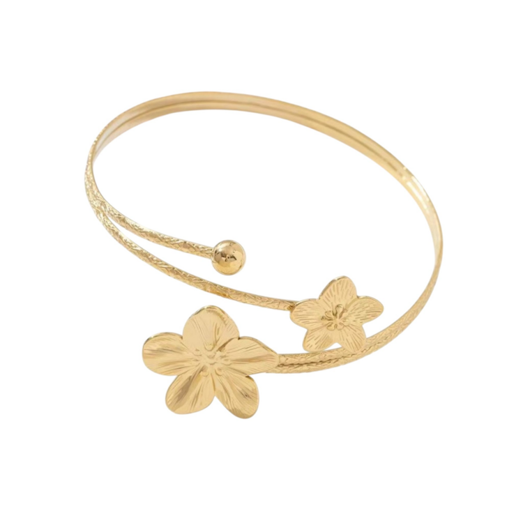 Gold Double Flower Above Bracelet
