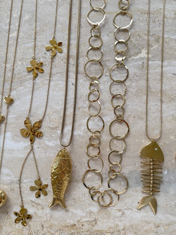 Gold Cute Fish Long Necklace