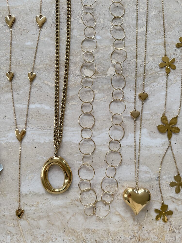 Gold Circle Party Long Necklace