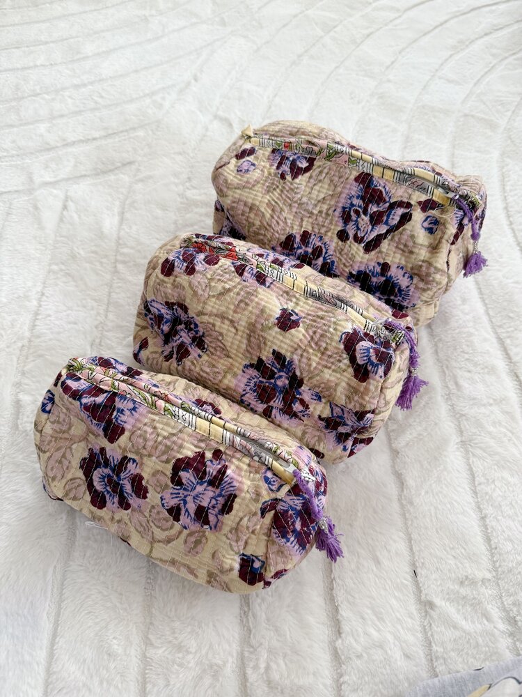 Bali Flower Pouch / Beige Lilac