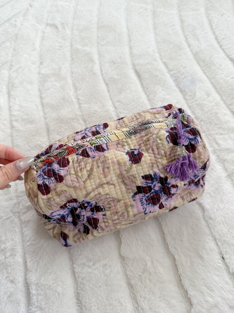 Bali Flower Pouch / Beige Lilac