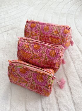 Bali Flower Pouch / Pink Orange