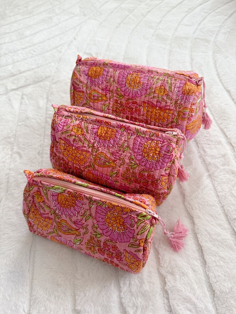 Bali Flower Pouch / Pink Orange