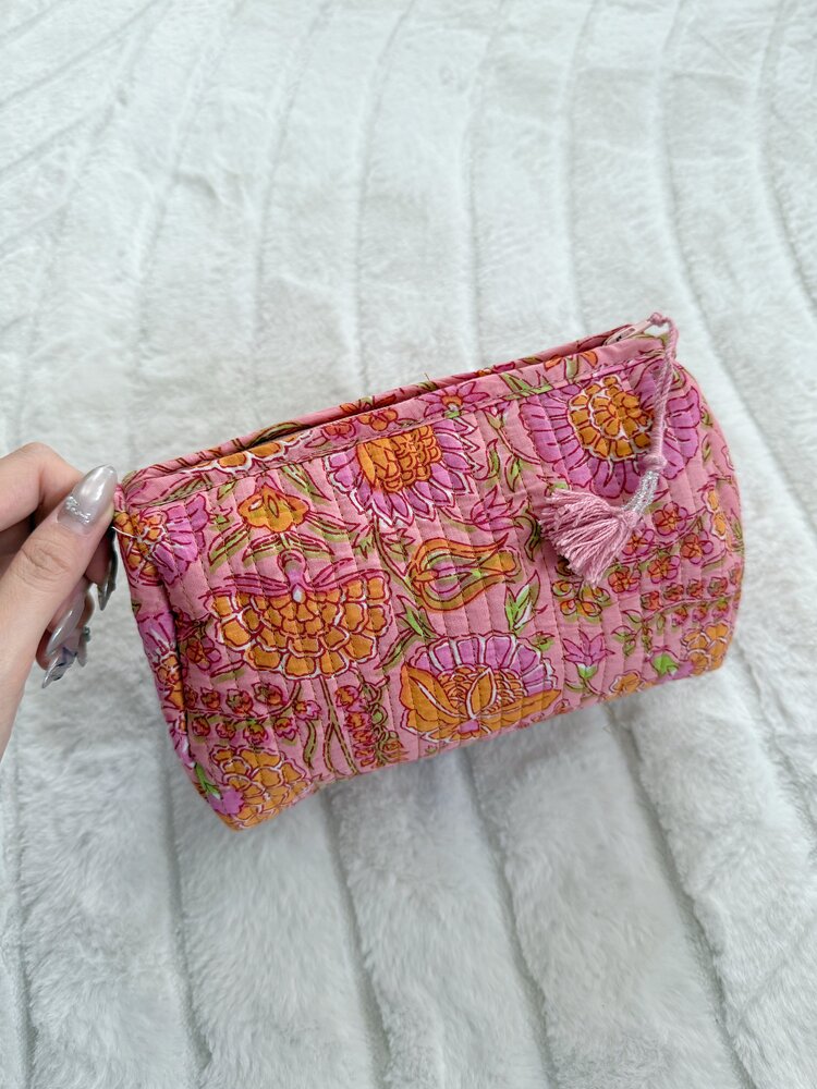 Bali Flower Pouch / Pink Orange