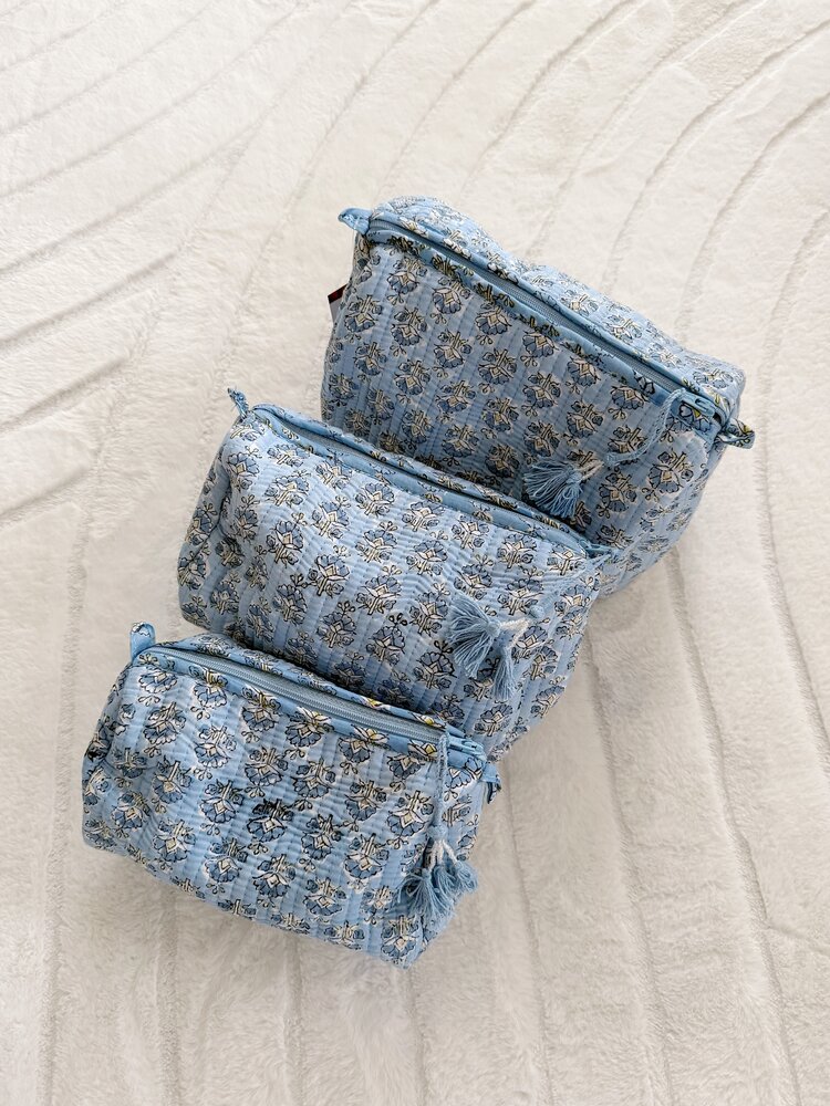 Bali Flower Pouch / Light Blue