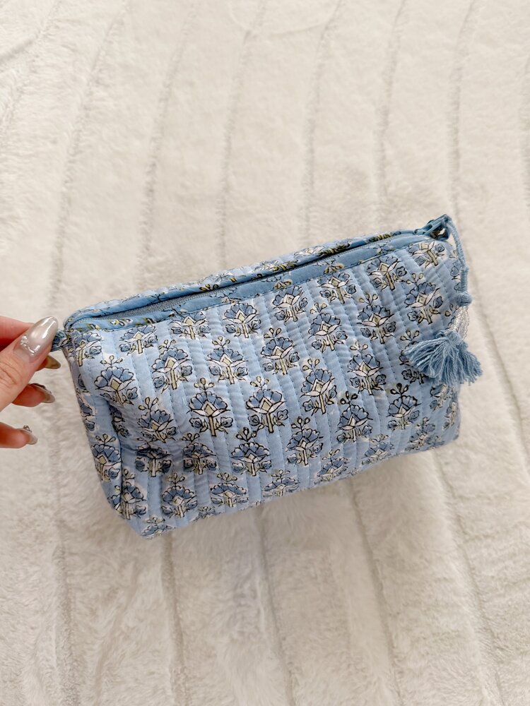 Bali Flower Pouch / Light Blue