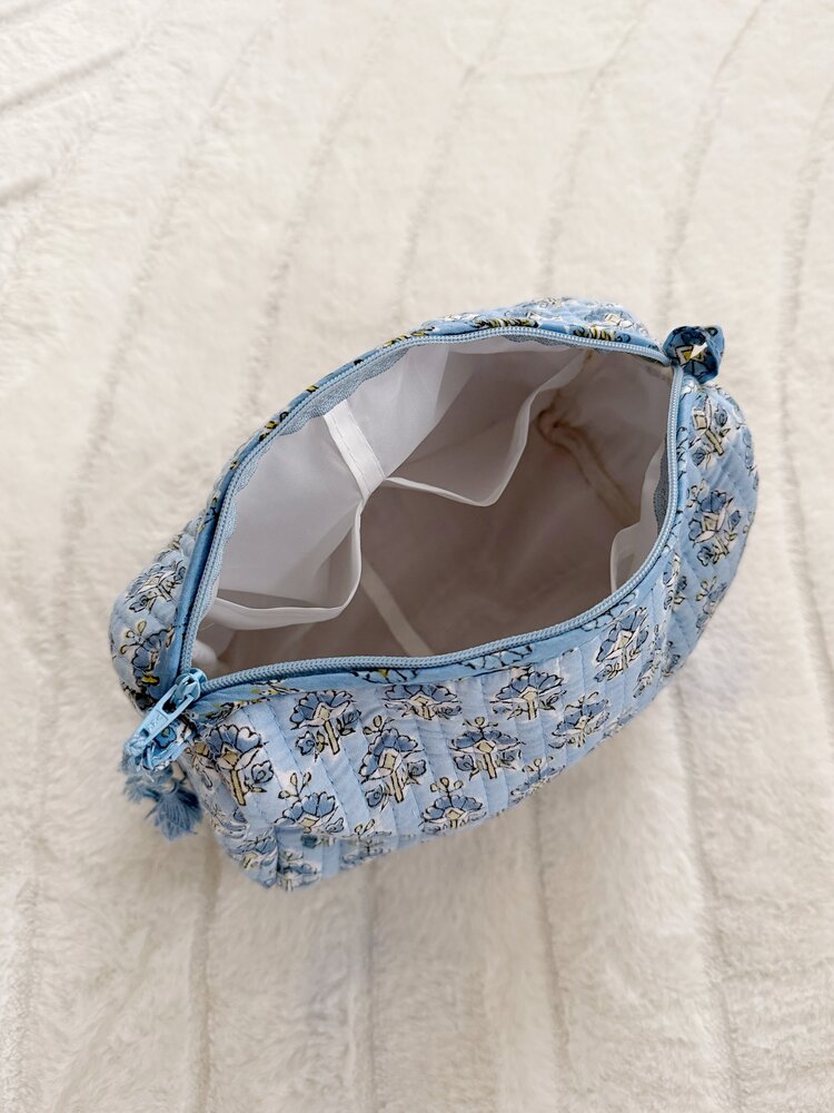Bali Flower Pouch / Light Blue