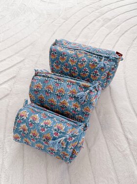 Bali Flower Pouch / Blue & Yellow
