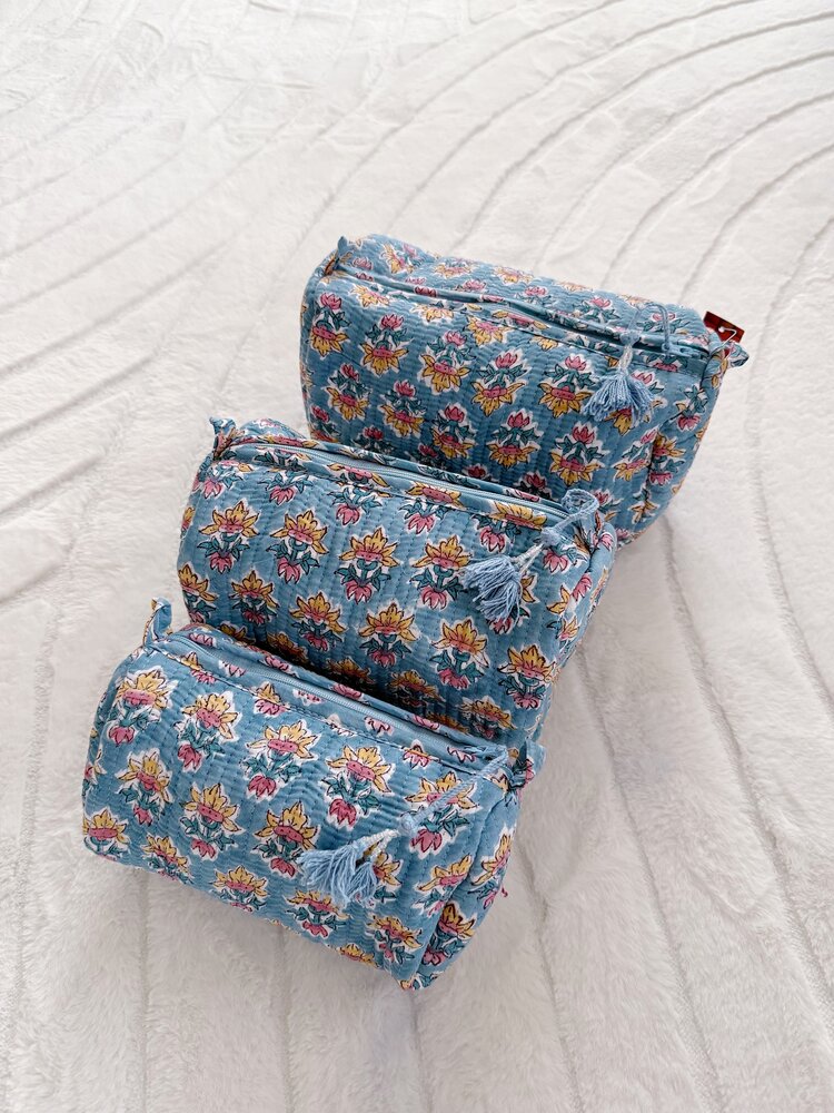 Bali Flower Pouch / Blue & Yellow