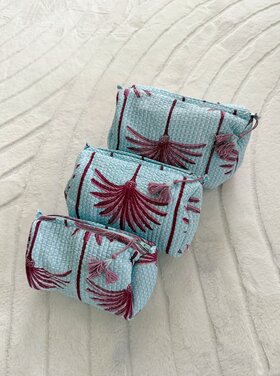 Bali Flower Pouch / Blue Palm