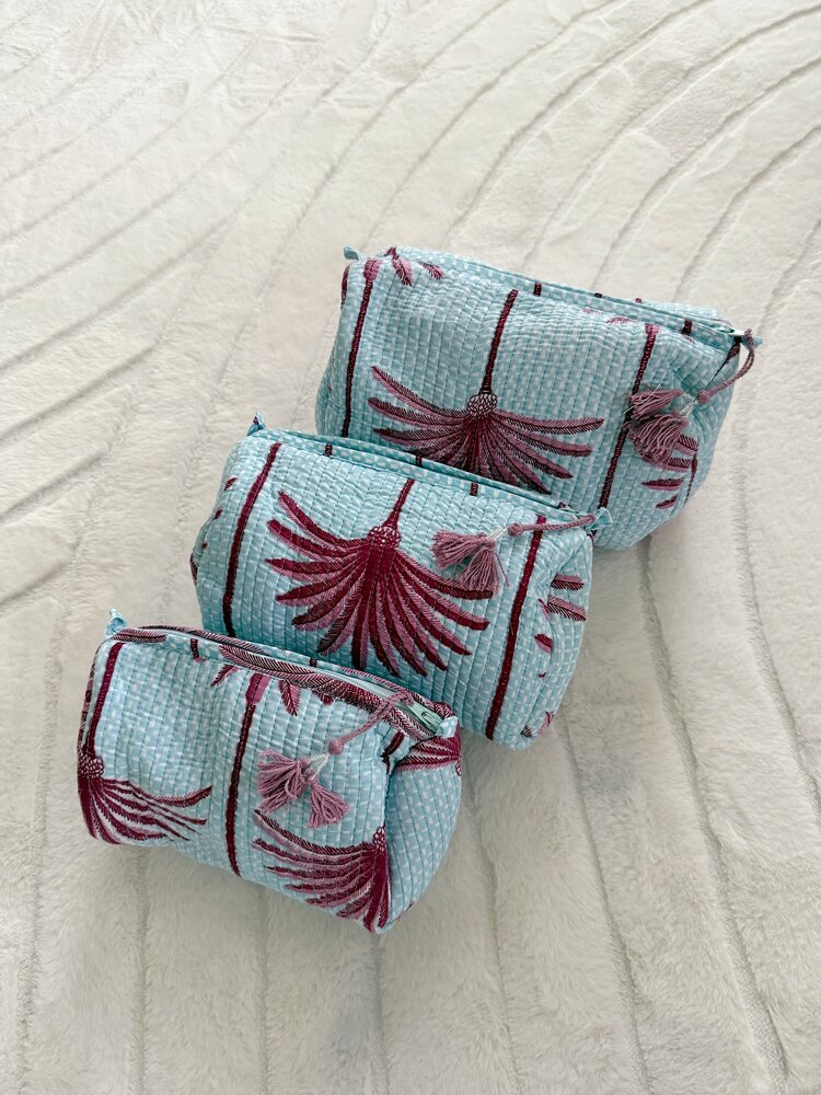 Bali Flower Pouch / Blue Palm