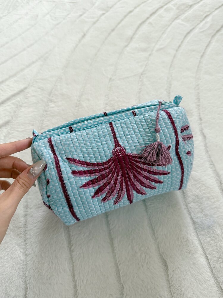 Bali Flower Pouch / Blue Palm