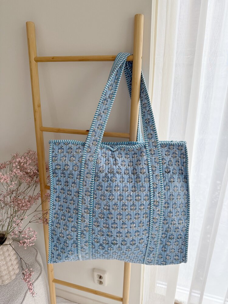 Macie Flower Shopper Bag / Light Blue