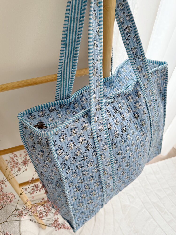 Macie Flower Shopper Bag / Light Blue