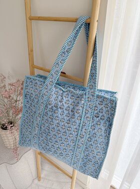 Macie Flower Shopper Bag / Light Blue