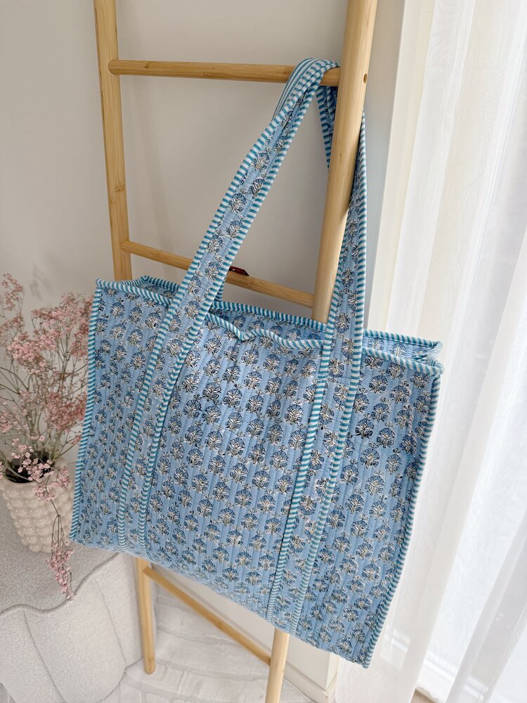 Macie Flower Shopper Bag / Light Blue