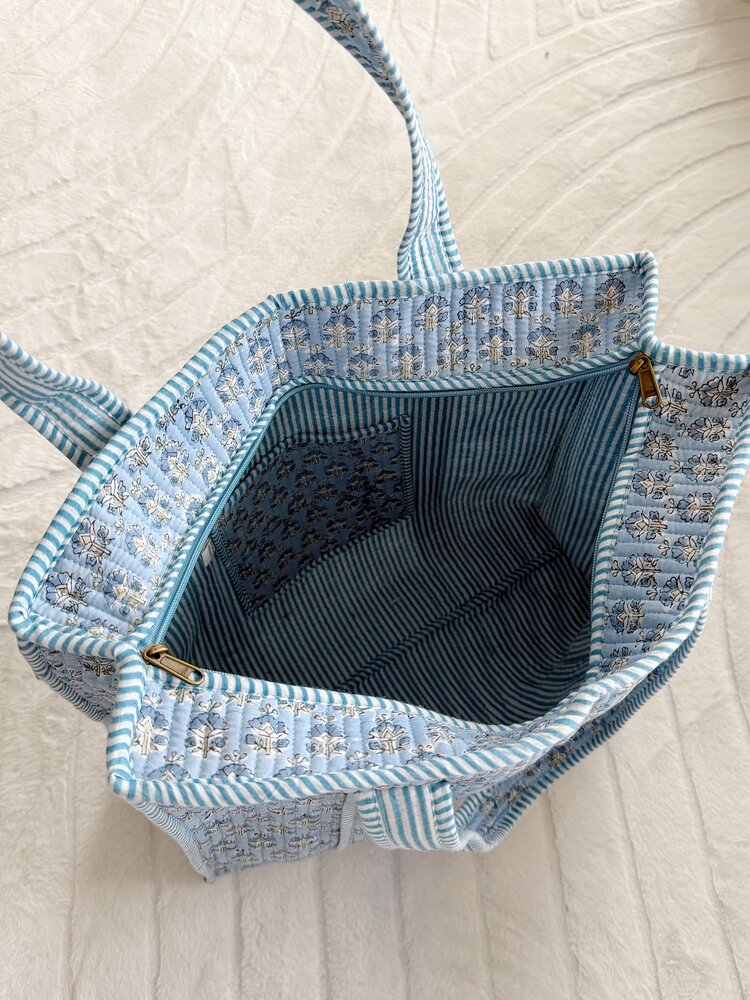 Macie Flower Shopper Bag / Light Blue