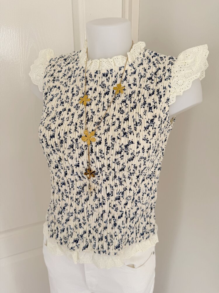 Samira Floral Smock Top /  Blue