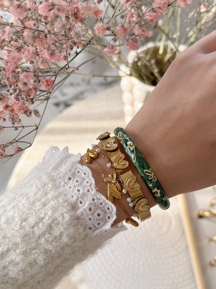 Gold Heart Party Bangle Bracelet