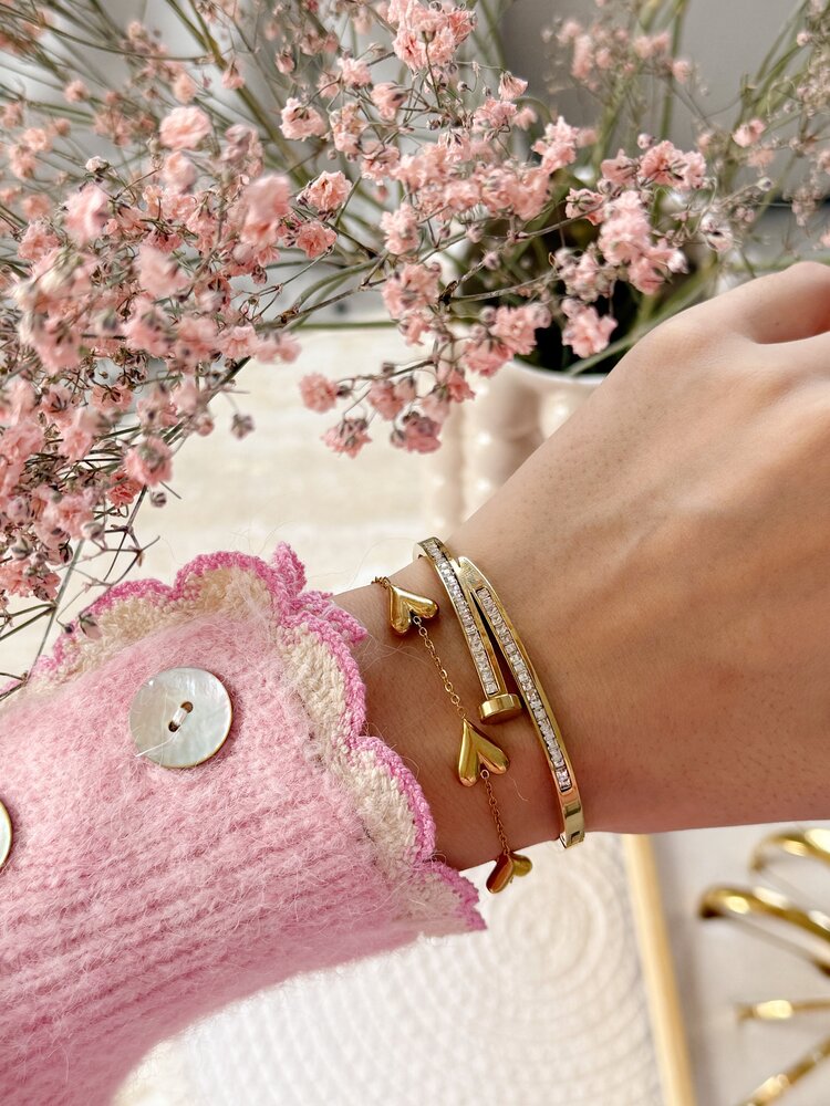 Gold Strass Nail Bangle Bracelet