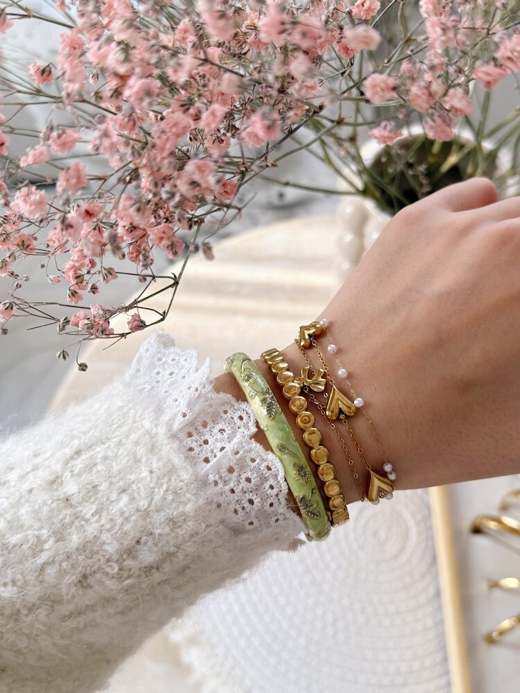 Gold Circles Bangle Bracelet