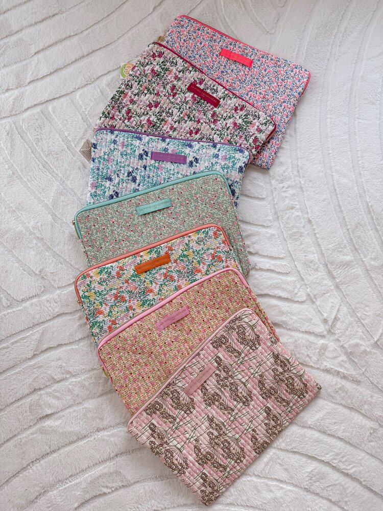 Belin Flower Laptop Pouch / Orange & Green