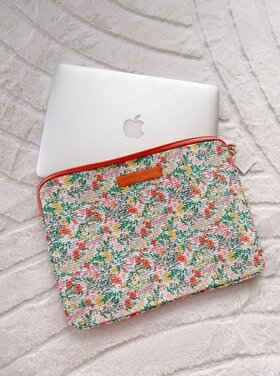 Belin Flower Laptop Pouch / Orange & Green