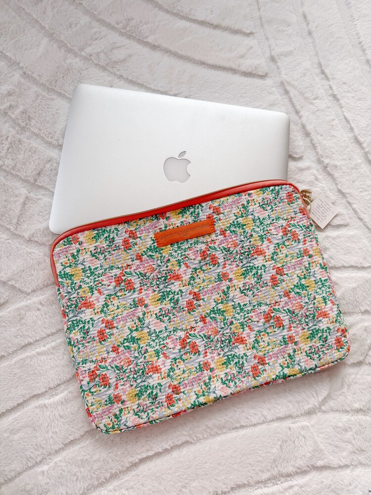Belin Flower Laptop Pouch / Orange & Green