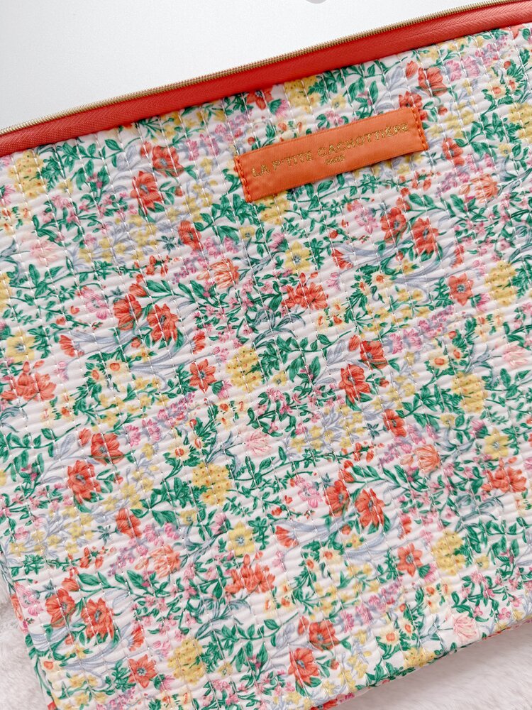 Belin Flower Laptop Pouch / Orange & Green