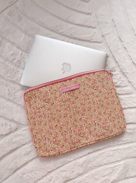Belin Flower Laptop Pouch / Light Pink & Green