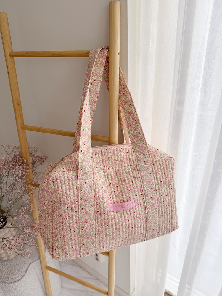 Acacia Flower Travel Bag / Light Pink  & Green