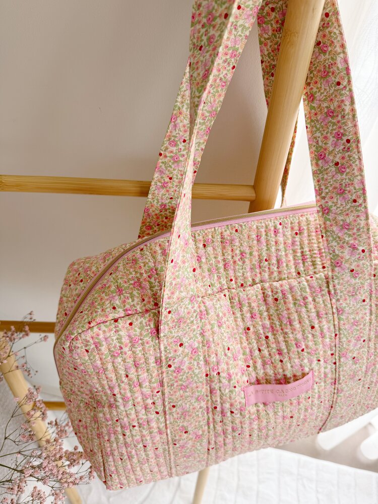 Acacia Flower Travel Bag / Light Pink  & Green