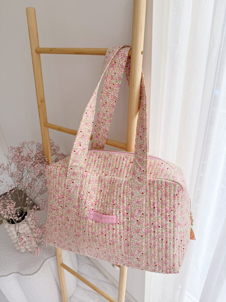 Acacia Flower Travel Bag / Light Pink  & Green