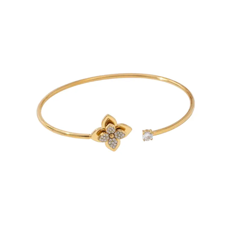 Zircon Clover Bangle Bracelet