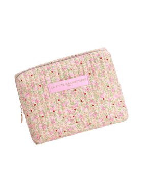 Marly Flower Toiletry Bag / Light Pink & Green (Medium)