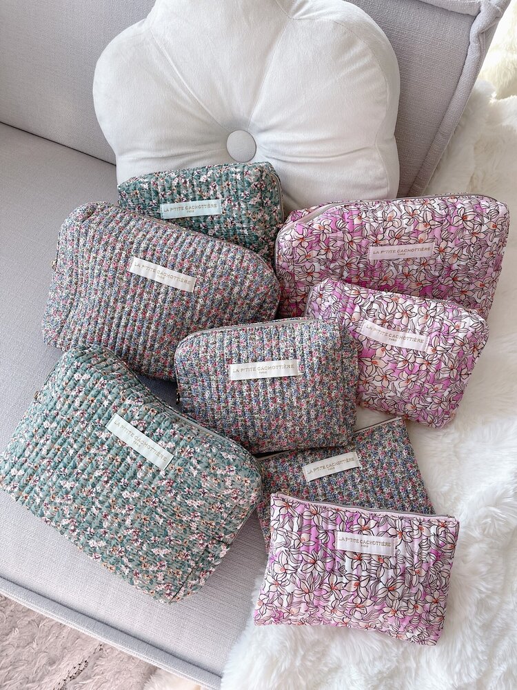 Marly Flower Toiletry Bag / Light Pink & Taupe