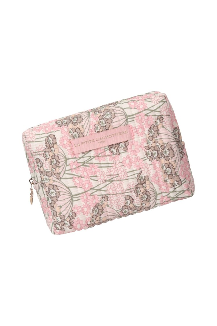 Marly Flower Toiletry Bag / Light Pink & Taupe