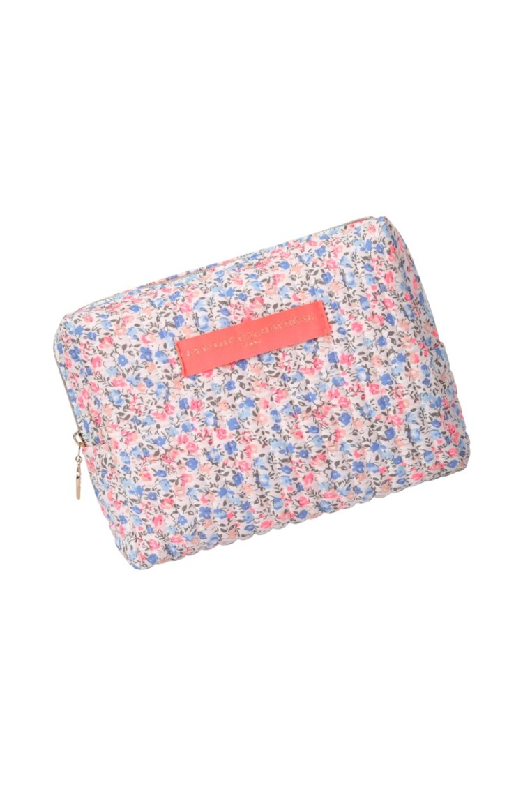 Marly Flower Toiletry Bag / Neon Pink & Blue (Medium)