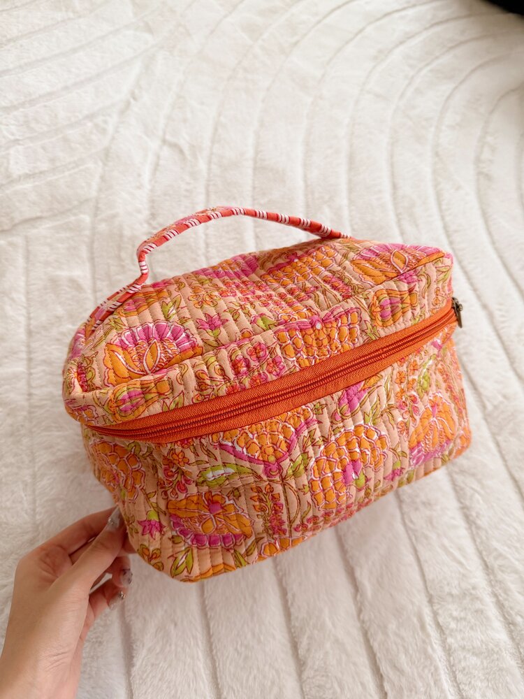 Malini Flower Toiletry Bag / Orange