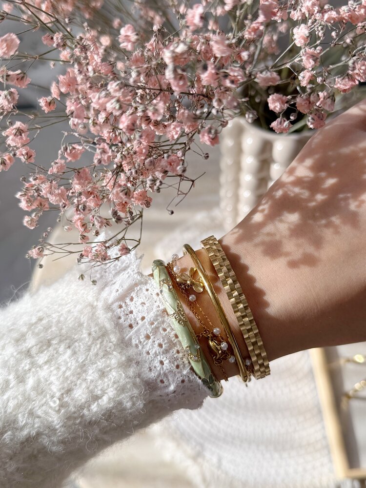 Gold Linked Bangle Bracelet